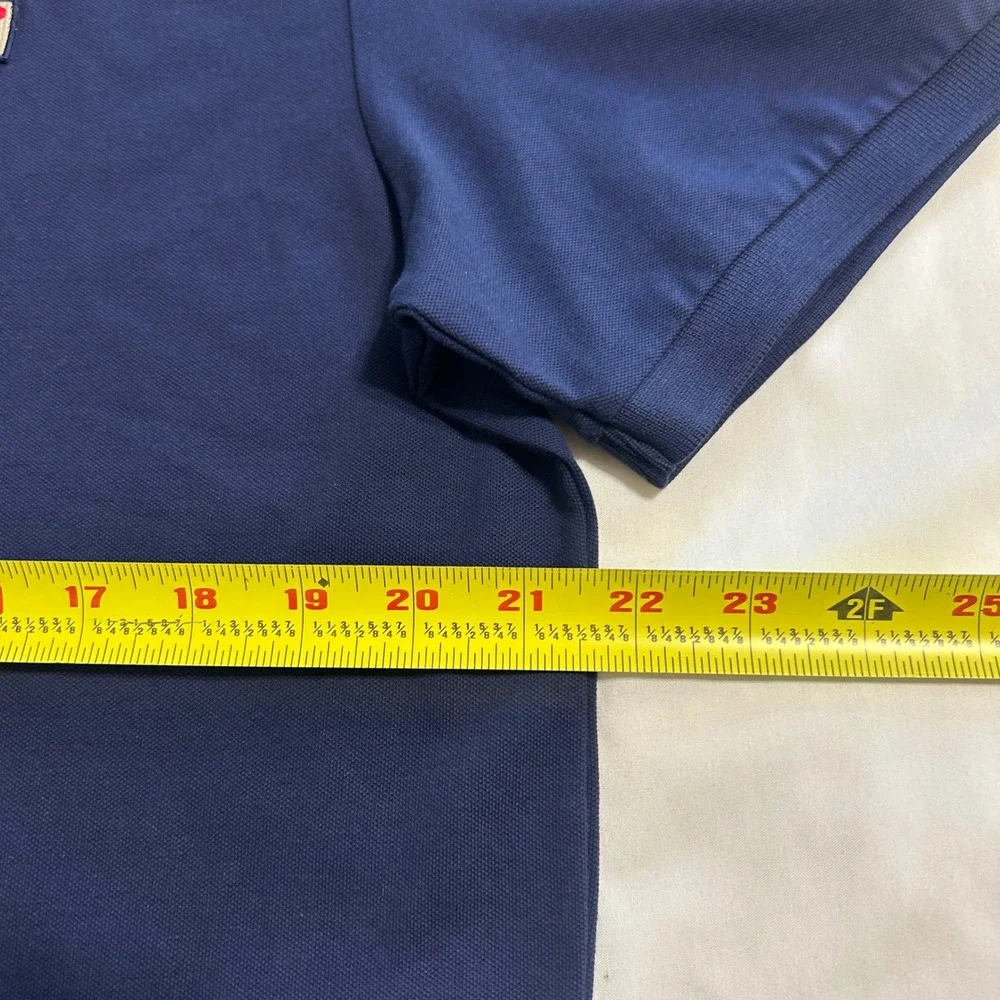 Fila Mens Pima Cotton Blend Polo Shirt Navy Blue Short Sleeve Logo Size L
